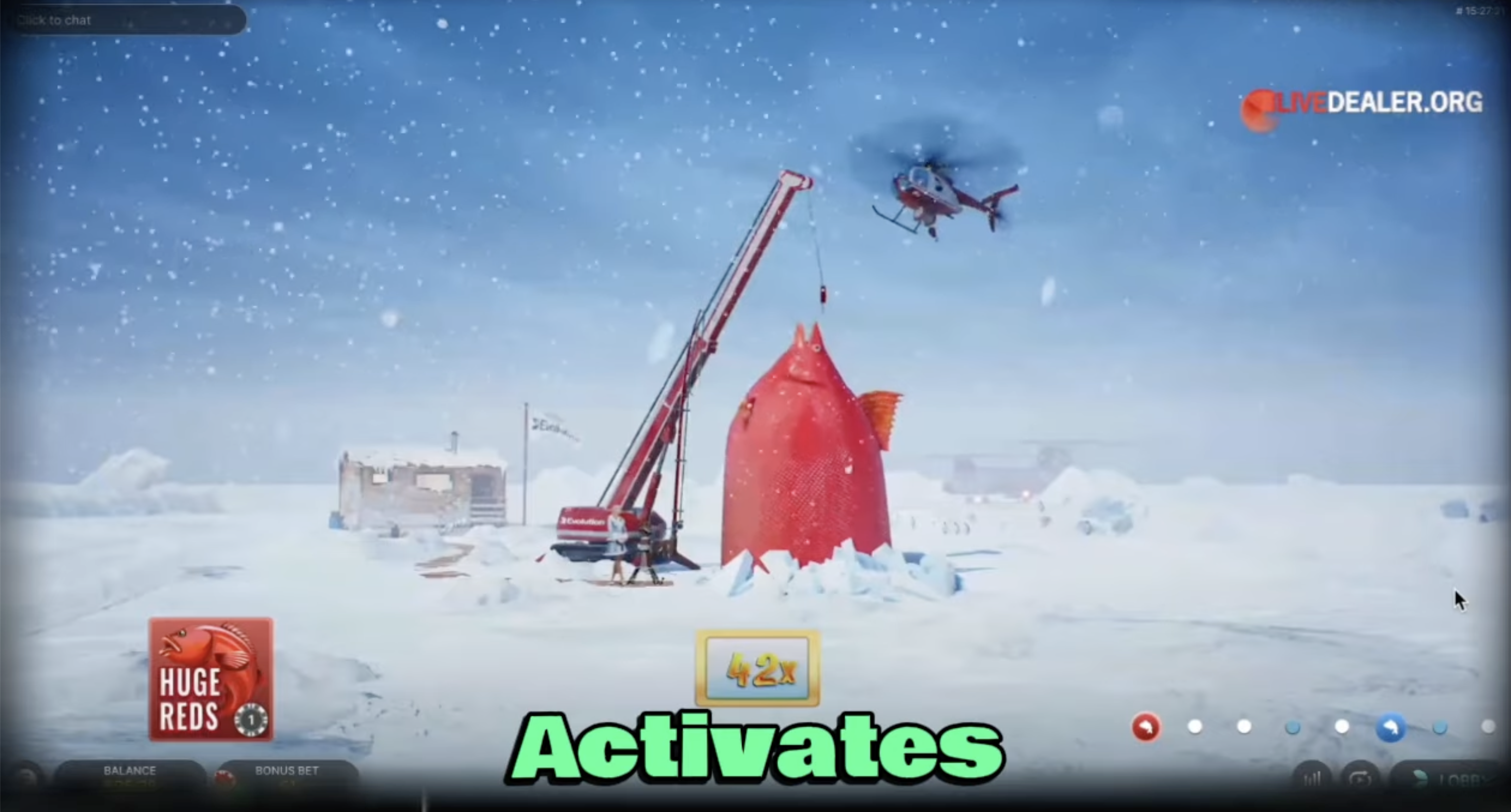 Ice Fishing — betting layout and multipliers